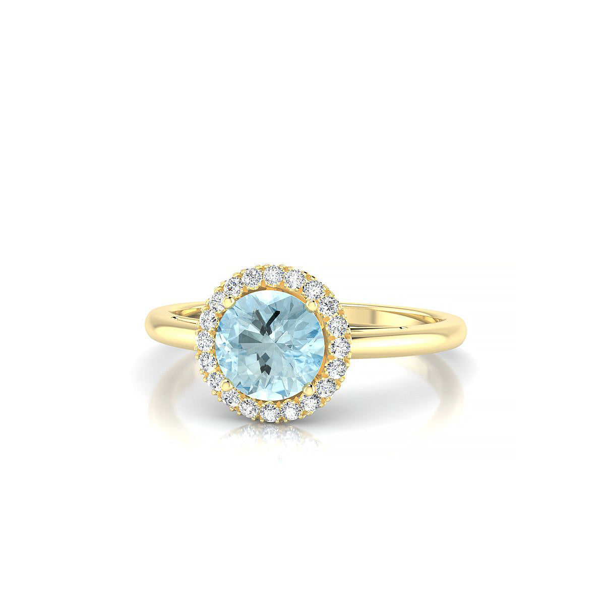 Solar | 18k Yellow Gold 6 mm Round Aquamarine Ring