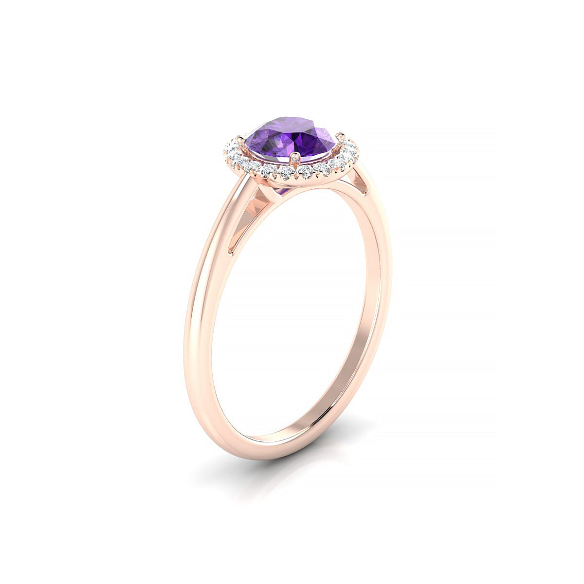 Solar | 18k Rose Gold 6 mm Round Amethyst Ring