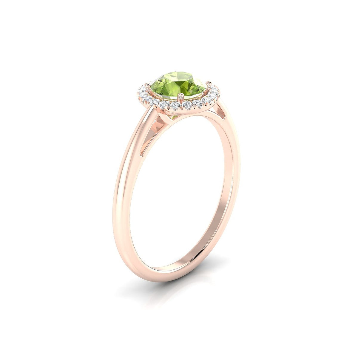 Solar | 18k Rose Gold 6 mm Round Peridot Ring