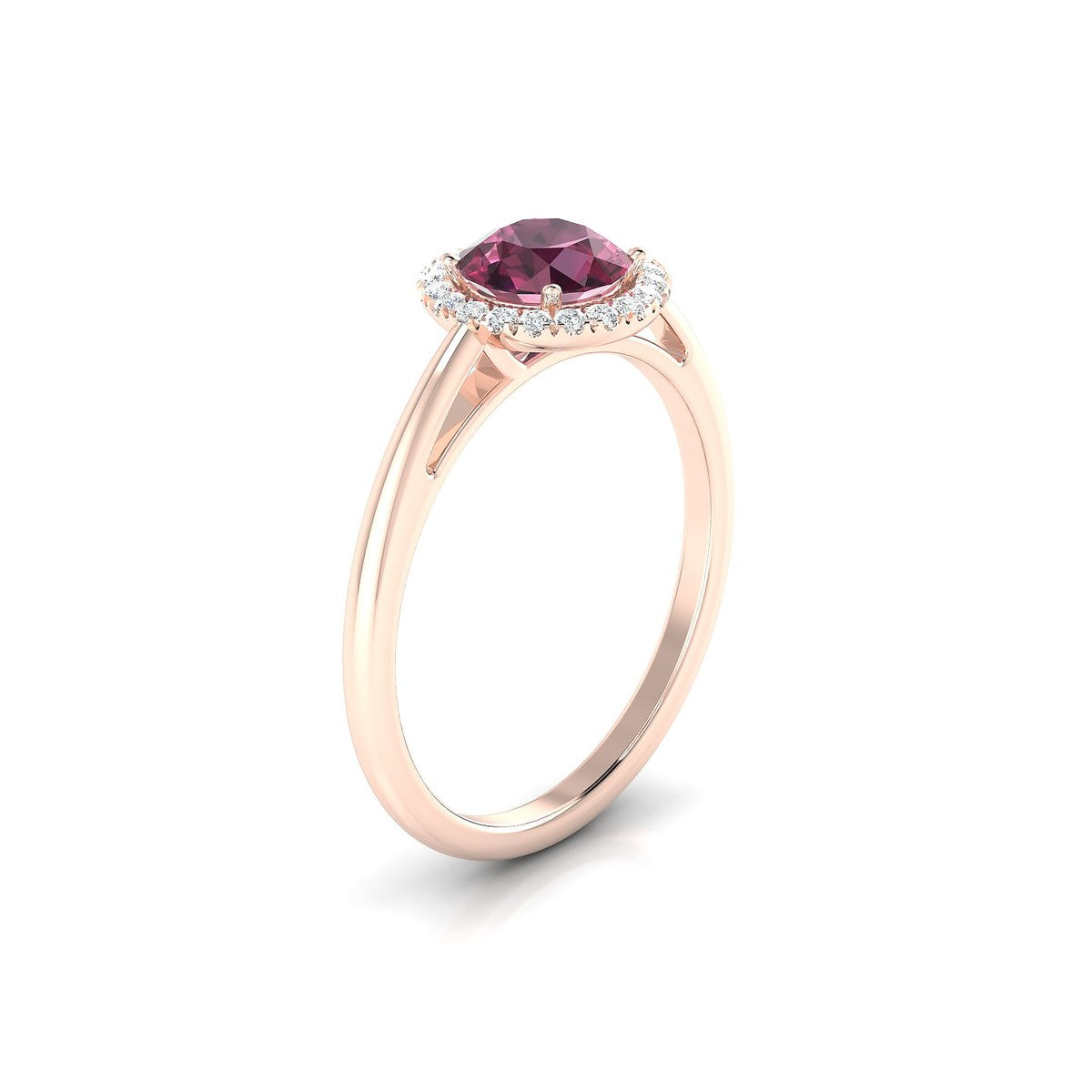 Solar | 18k Rose Gold 6 mm Round Rhodolite Ring