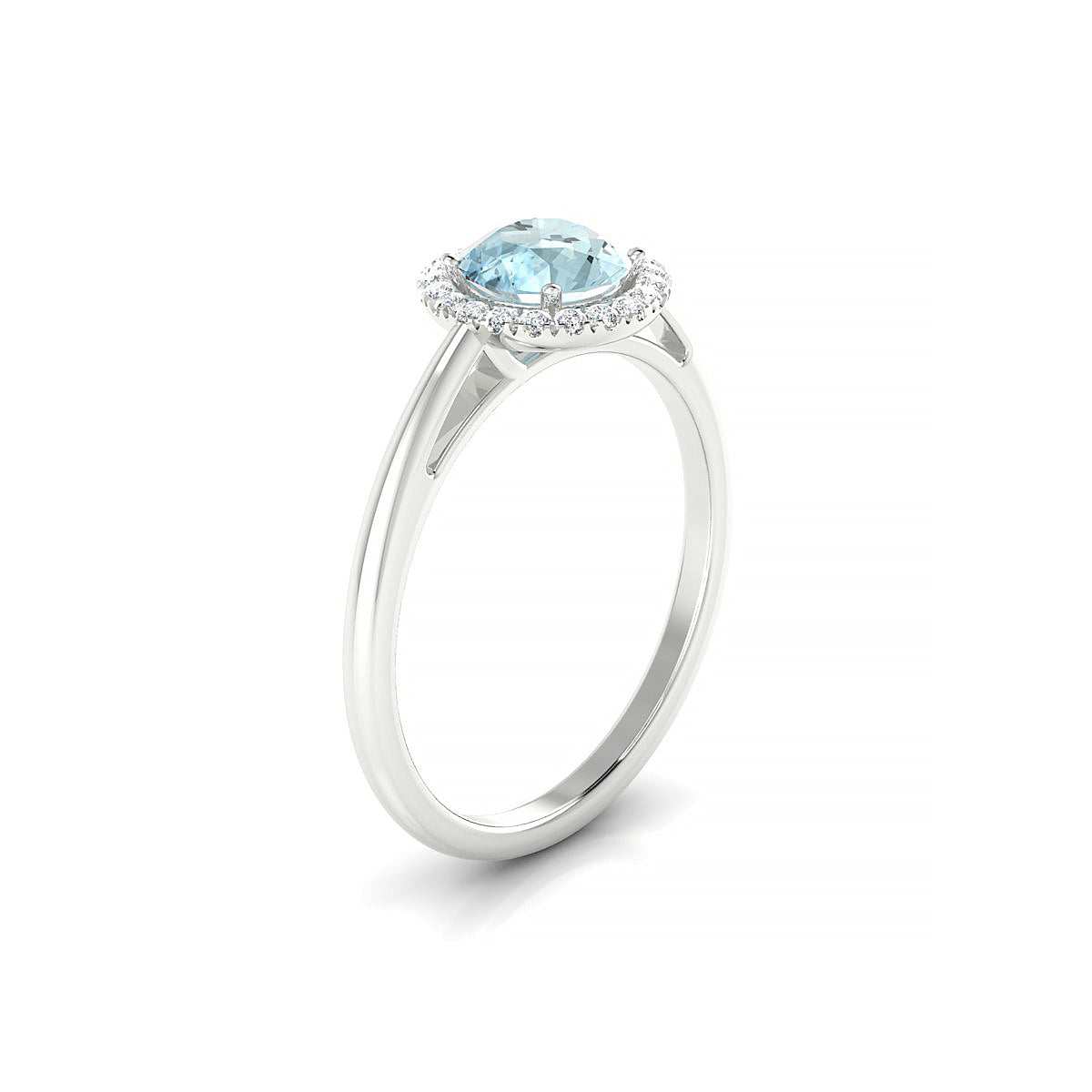 Solar | 18k White Gold 6 mm Round Aquamarine Ring