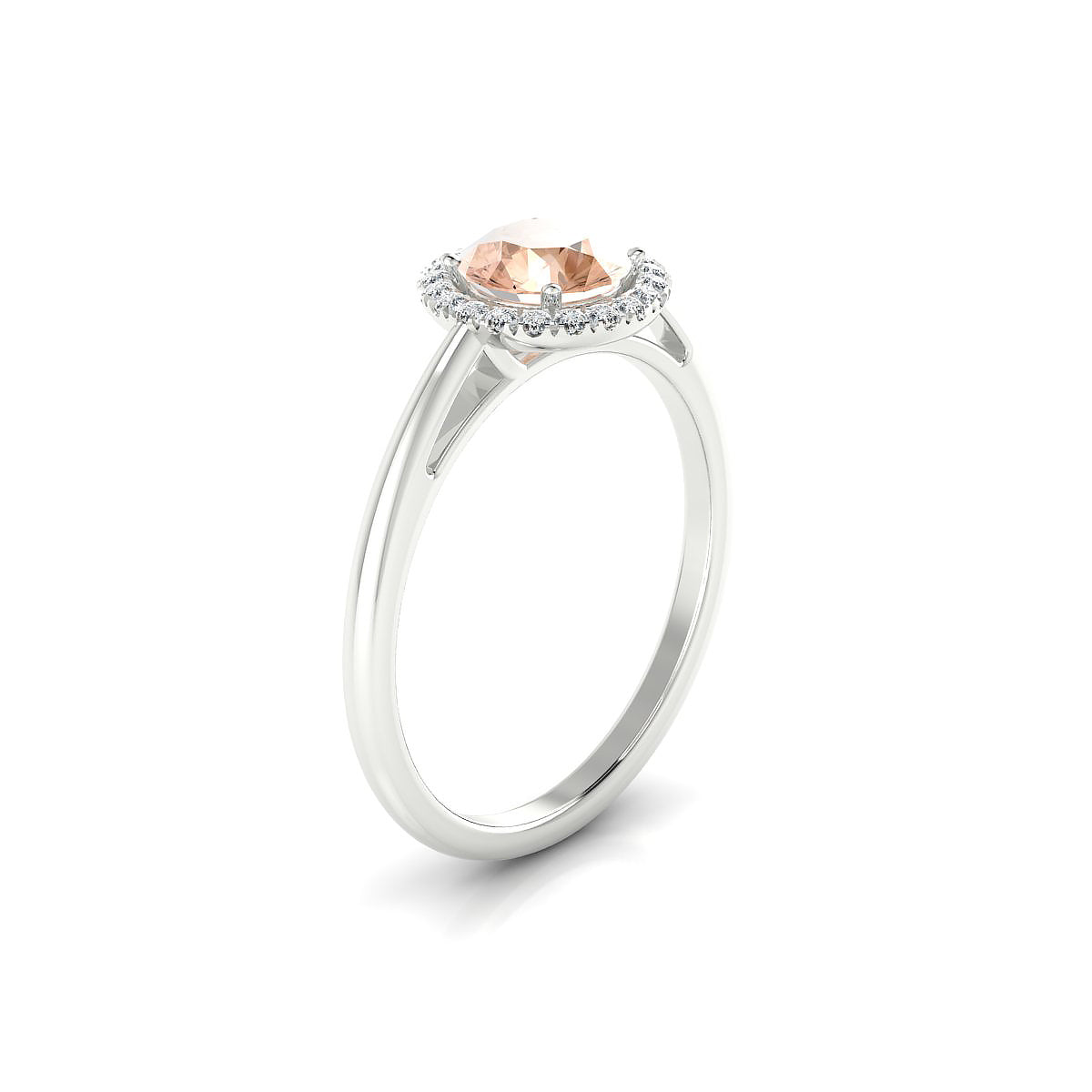Solar | 18k White Gold 6 mm Round Morganite Ring