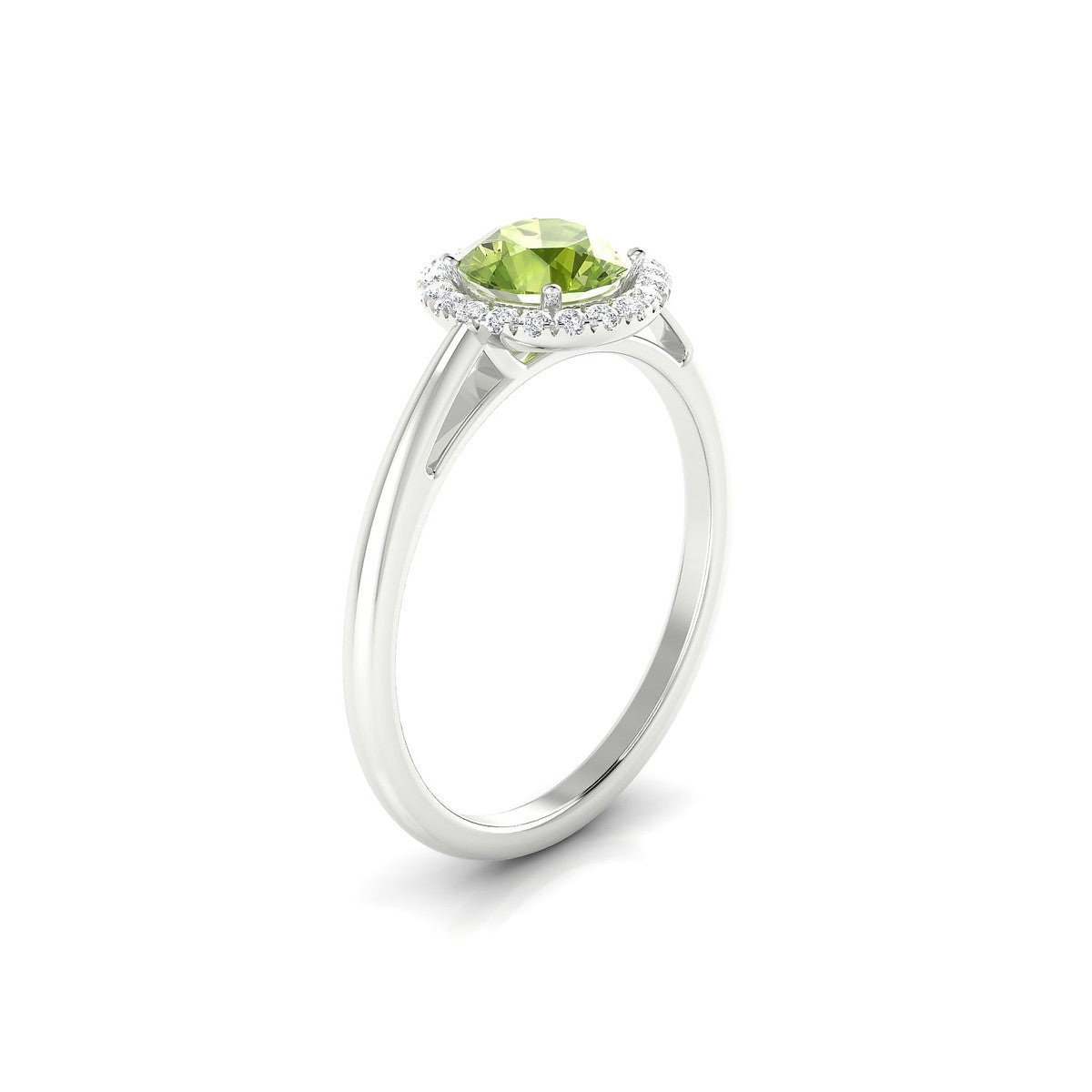 Solar | 18k White Gold 6 mm Round Peridot Ring
