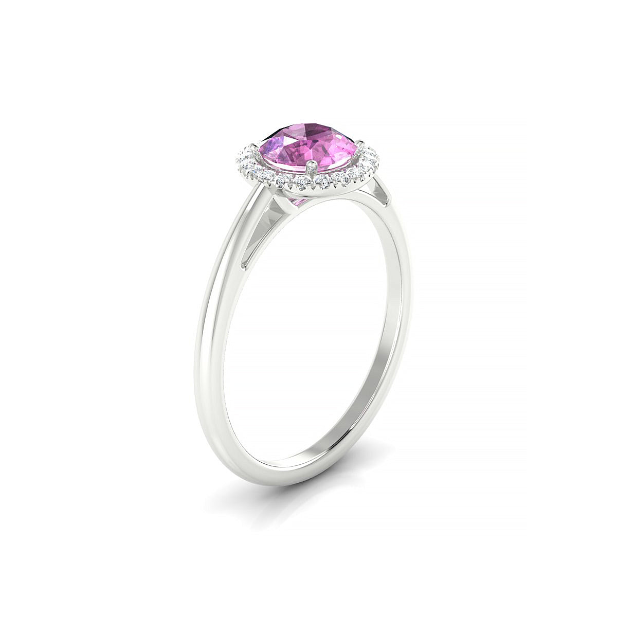 Solar | 18k White Gold 6 mm Round Pink Sapphire Ring
