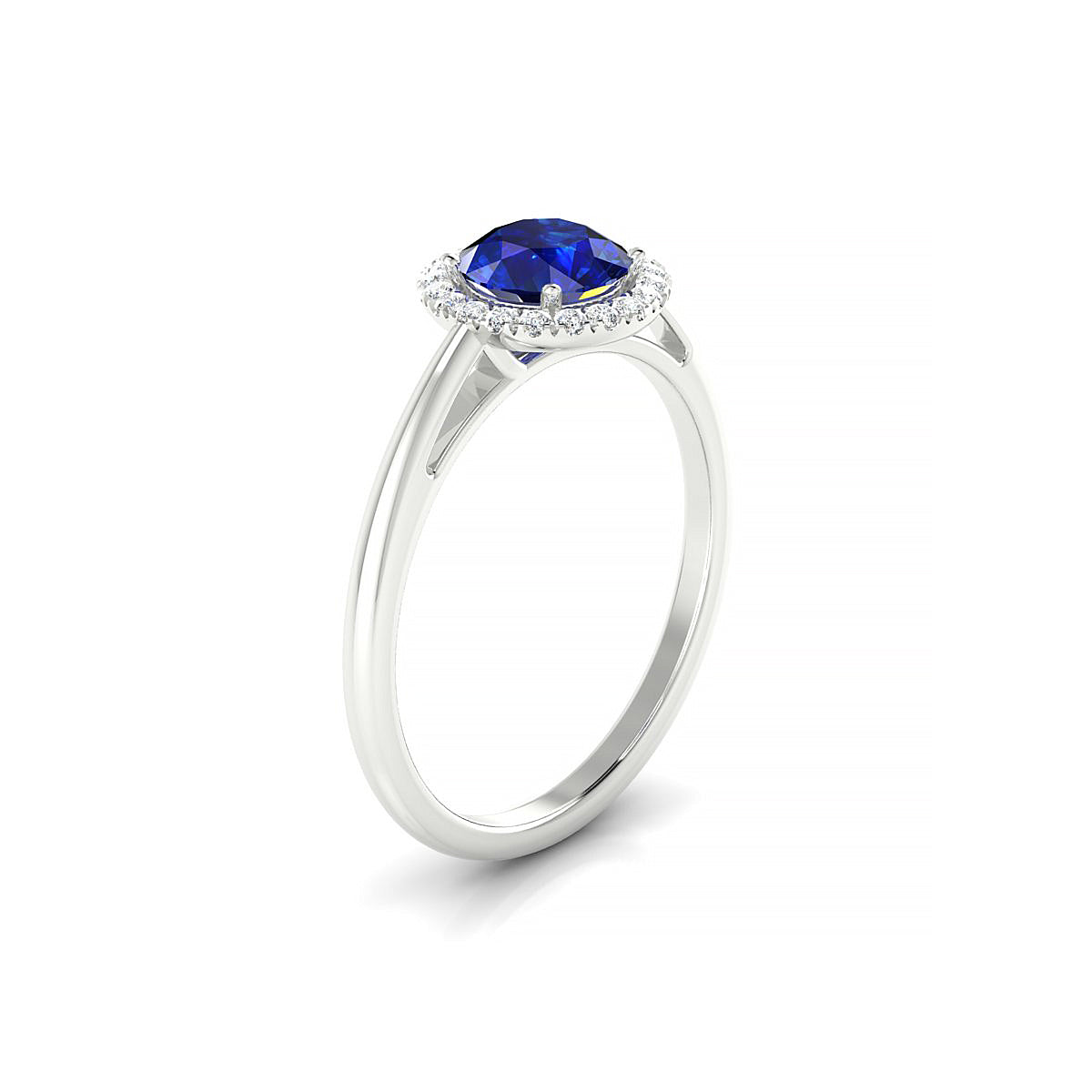 Solar | 18k White Gold 6 mm Round Sapphire Ring