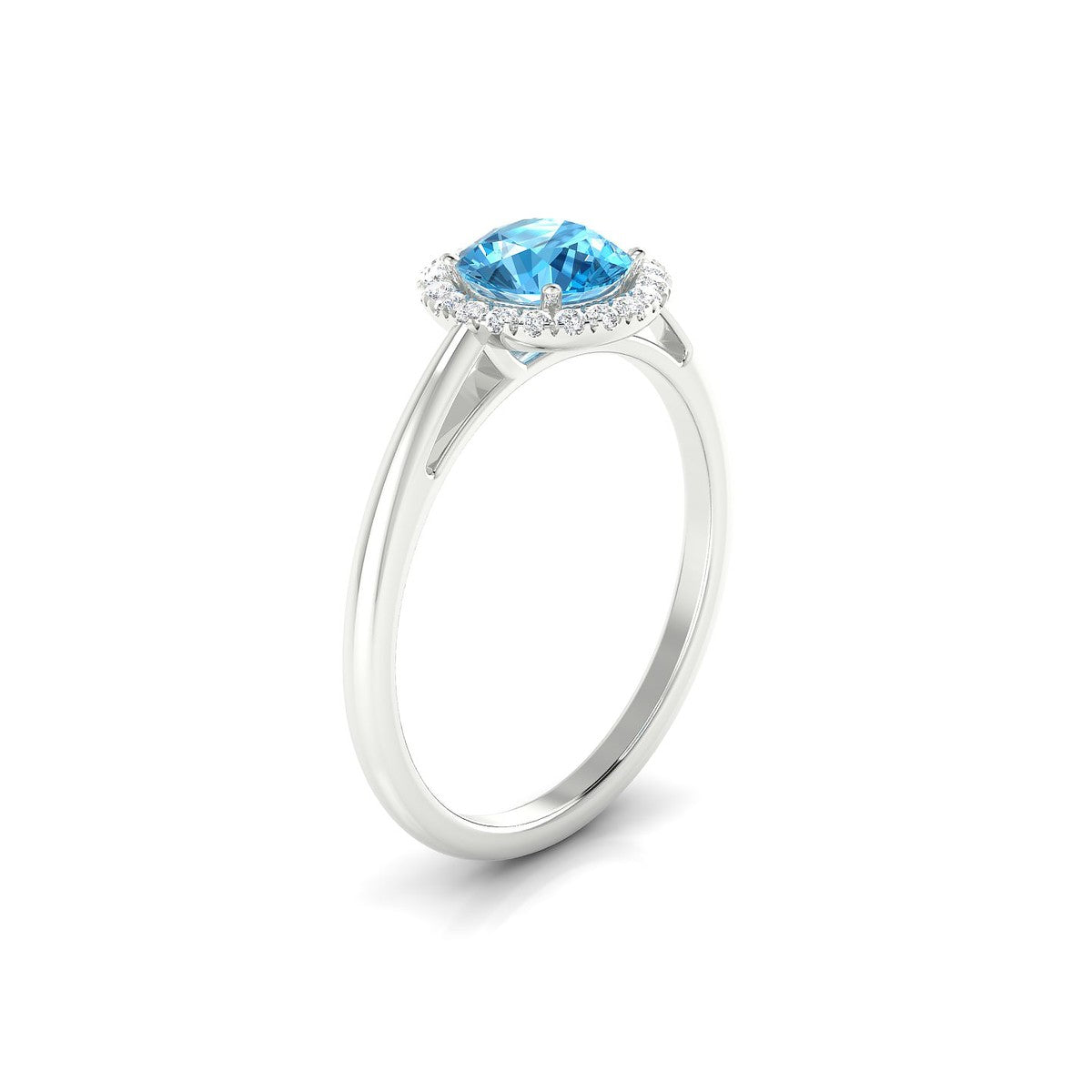 Solar | 18k White Gold 6 mm Round Topaz Ring