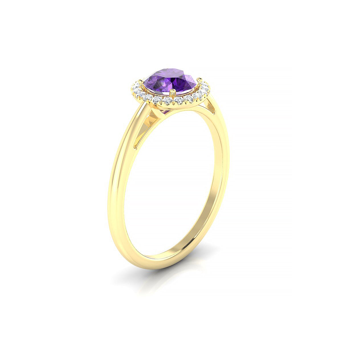 Solar | 18k Yellow Gold 6 mm Round Amethyst Ring