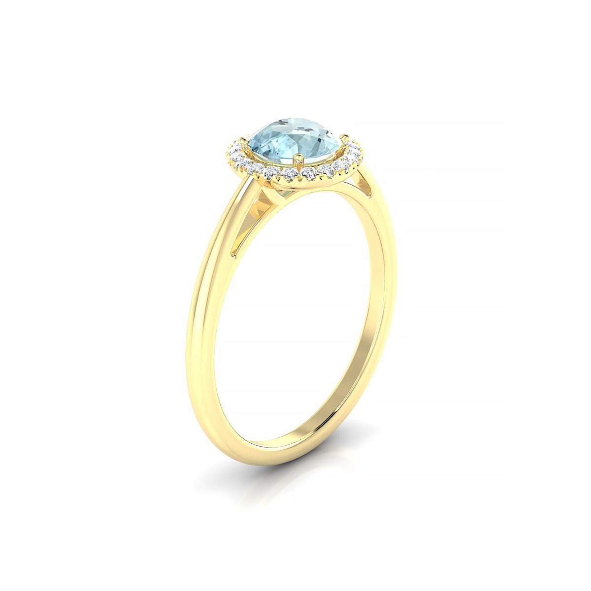 Solar | 18k Yellow Gold 6 mm Round Aquamarine Ring
