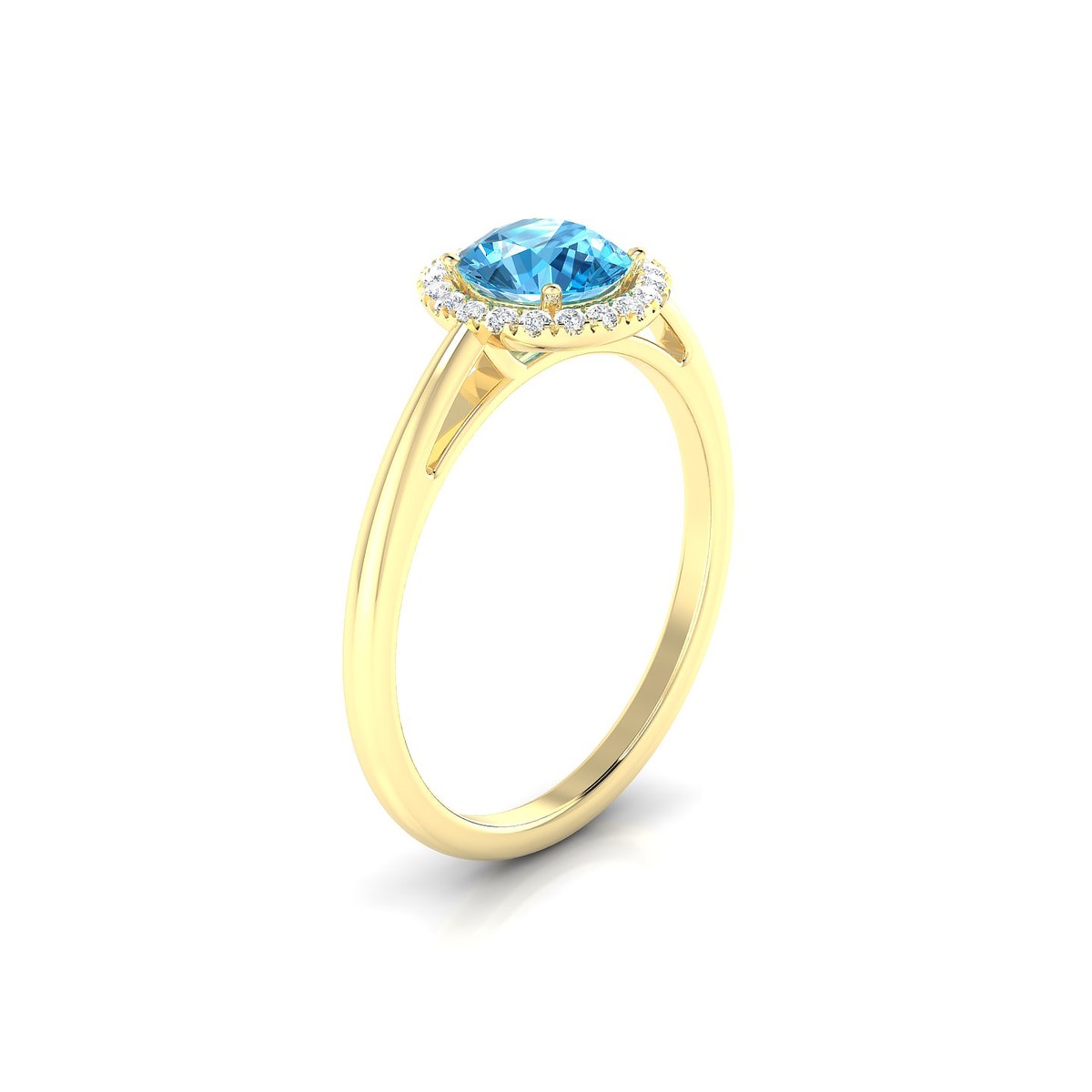 Solar | 18k Yellow Gold 6 mm Round Topaz Ring