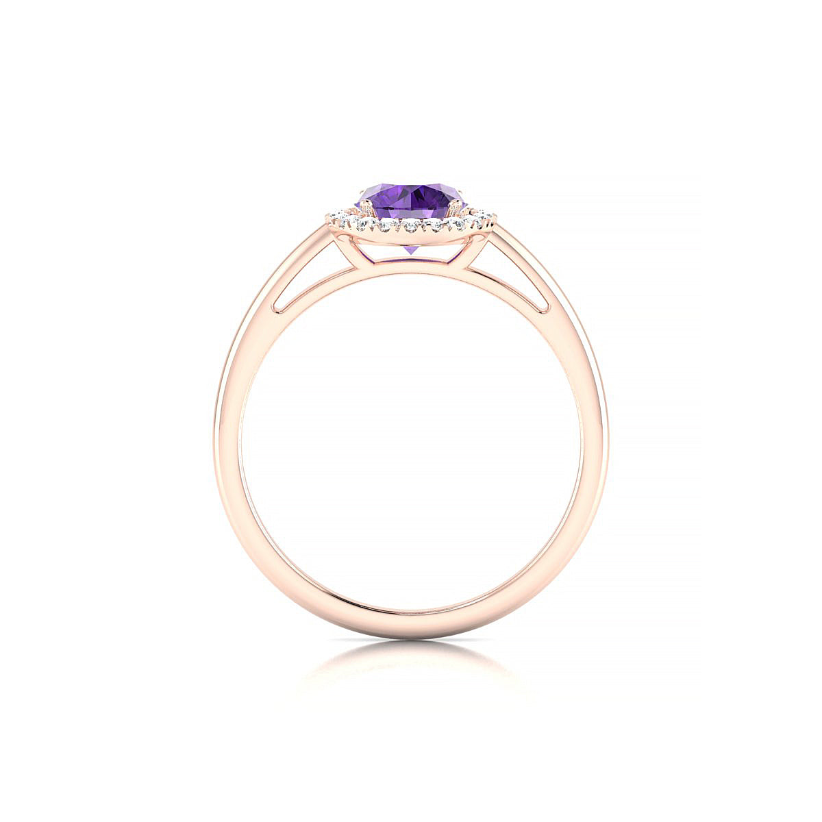 Solar | 18k Rose Gold 6 mm Round Amethyst Ring