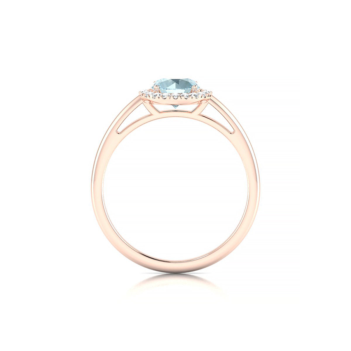 Solar | 18k Rose Gold 6 mm Round Aquamarine Ring