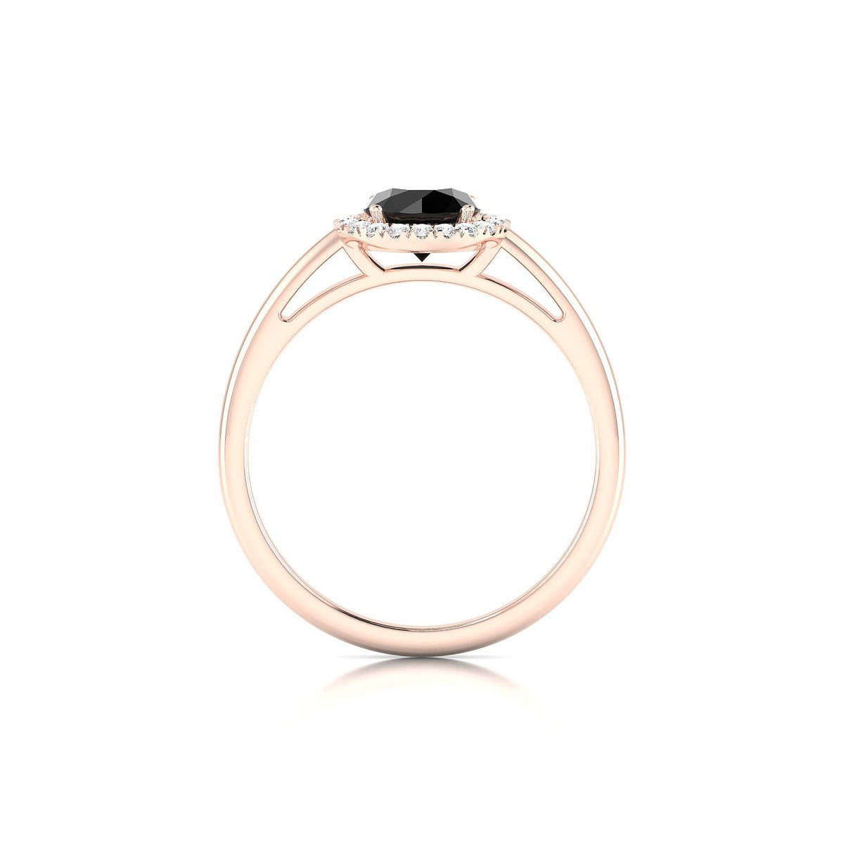Solar | 18k Rose Gold 6 mm Round Black Diamond Ring
