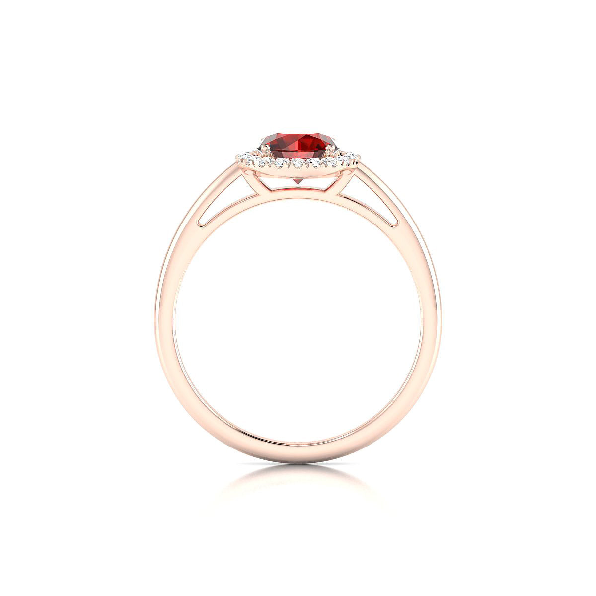 Solar | 18k Rose Gold 6 mm Round Garnet Ring