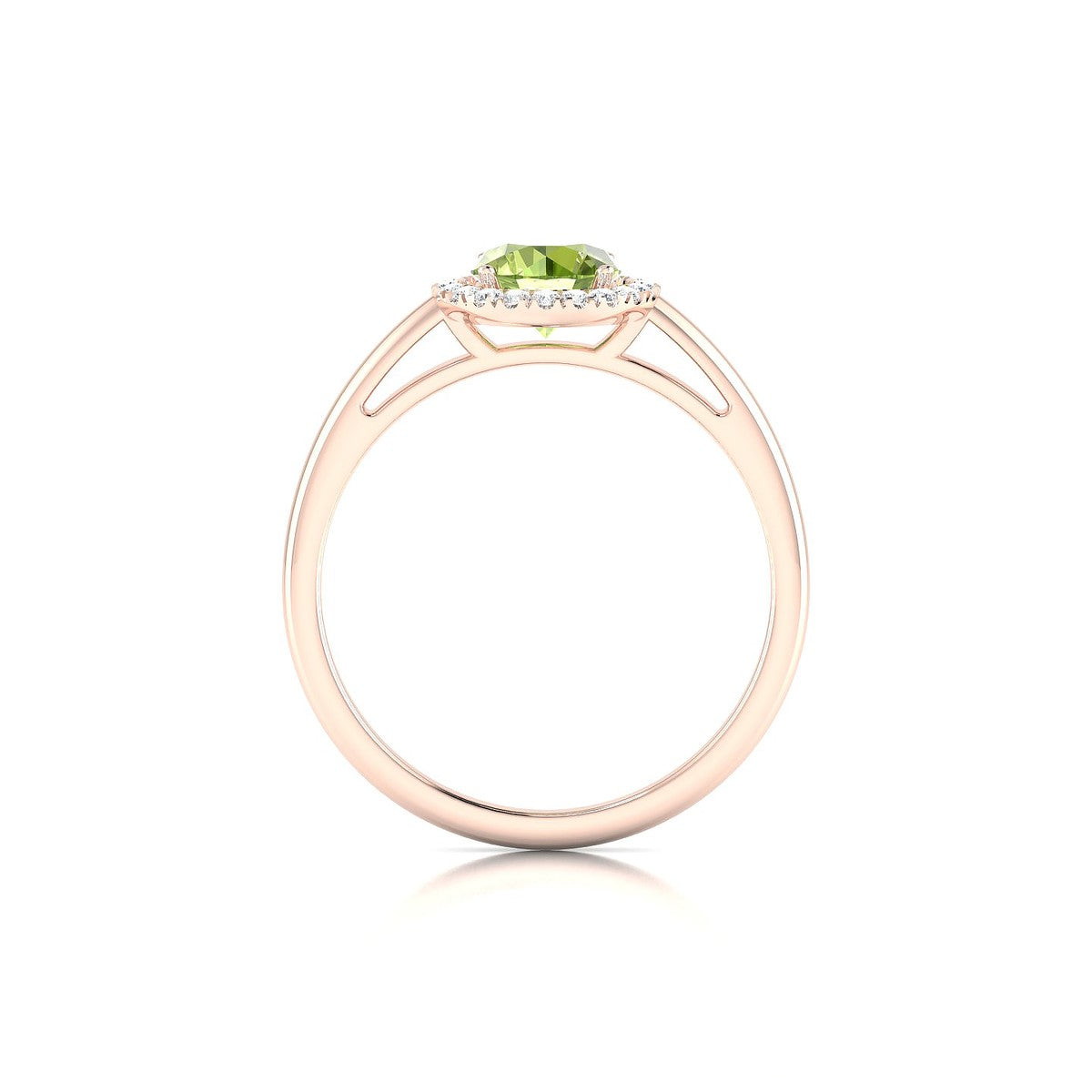 Solar | 18k Rose Gold 6 mm Round Peridot Ring