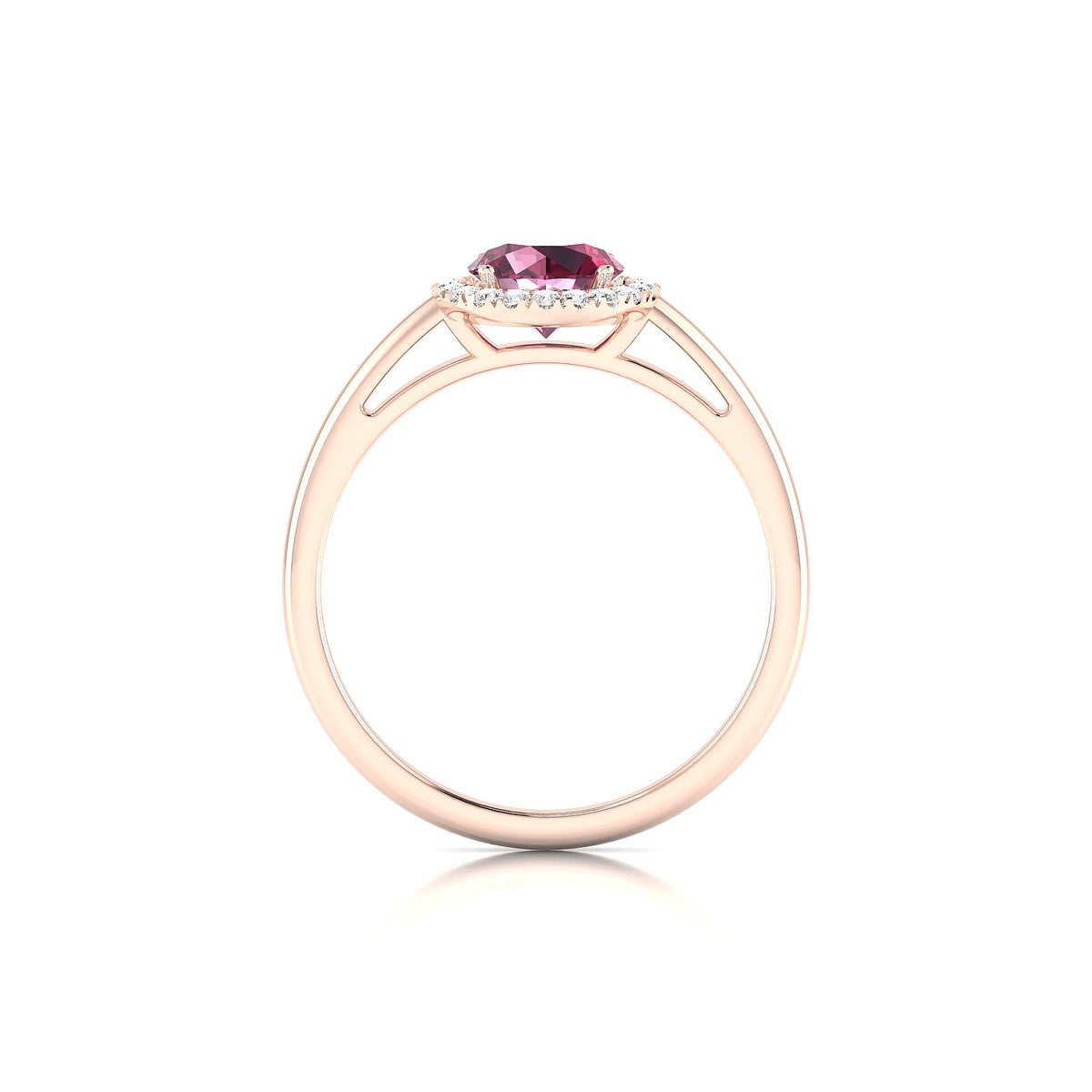 Solar | 18k Rose Gold 6 mm Round Rhodolite Ring