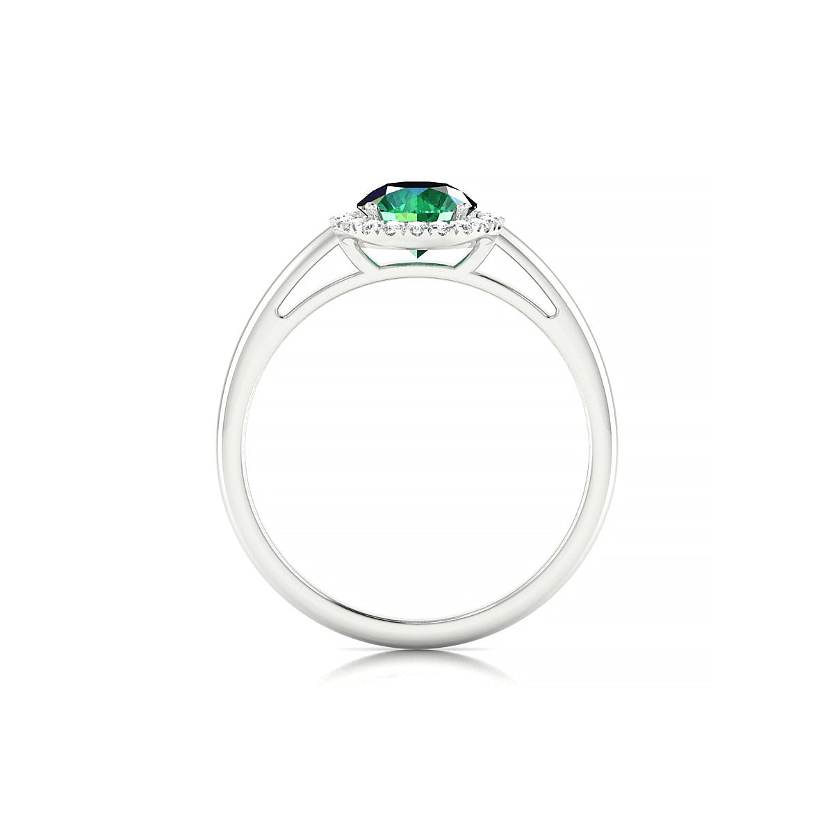 Solar | 18k White Gold 6 mm Round Emerald Ring