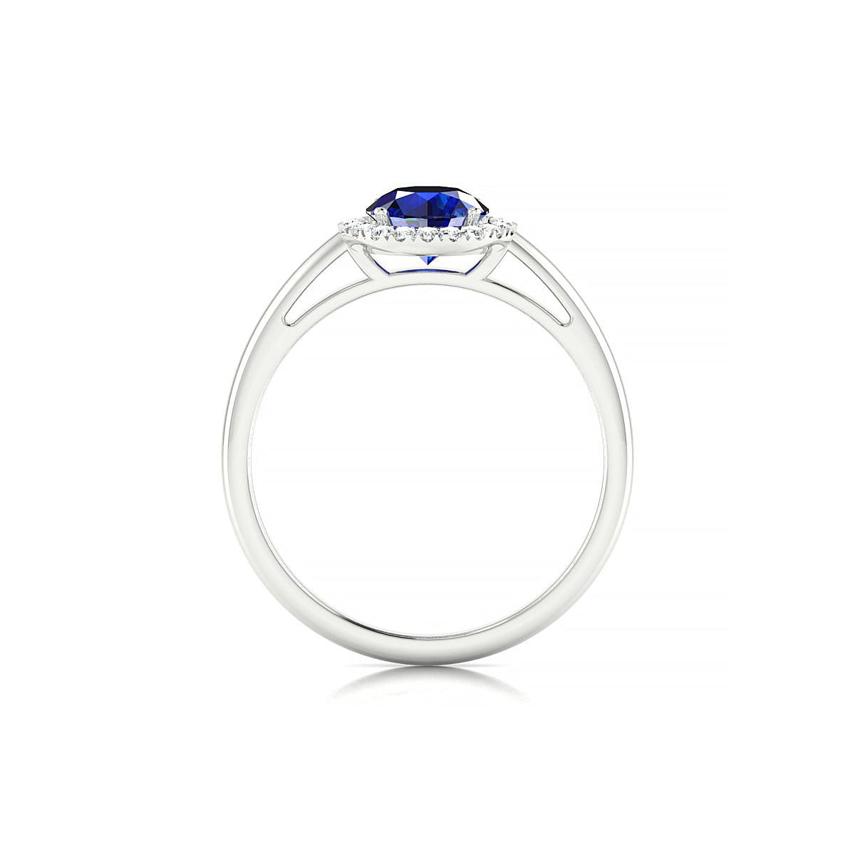 Solar | 18k White Gold 6 mm Round Sapphire Ring