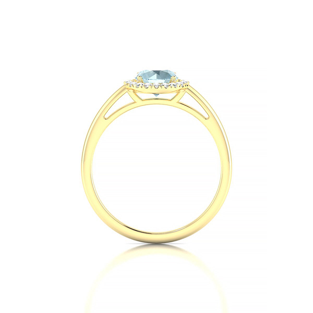 Solar | 18k Yellow Gold 6 mm Round Aquamarine Ring