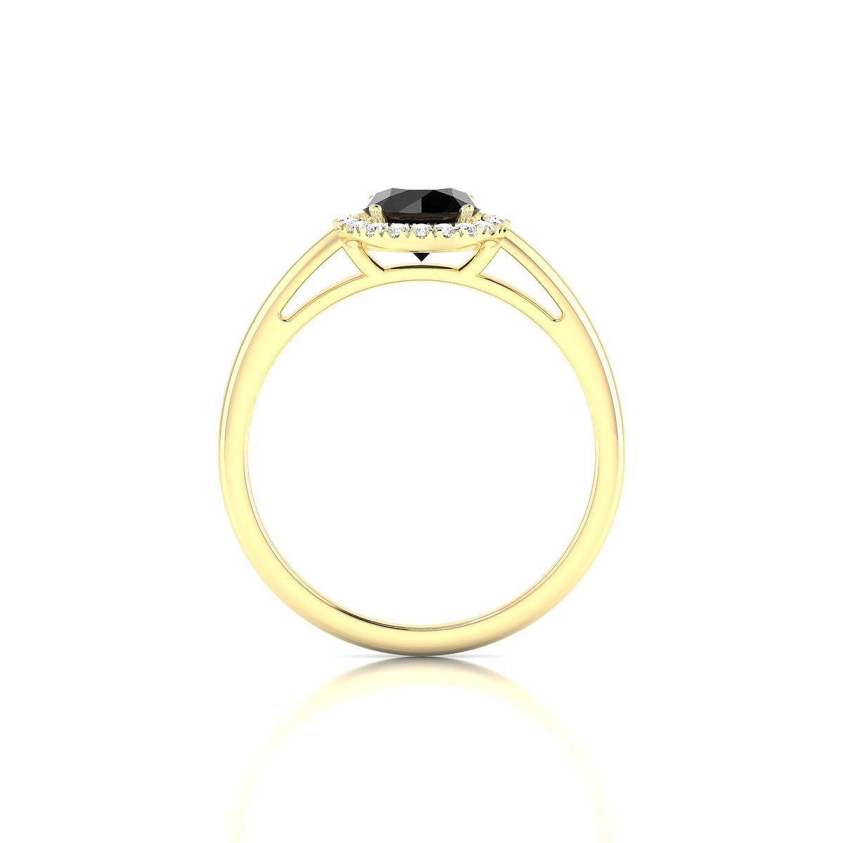 Solar | 18k Yellow Gold 6 mm Round Black Diamond Ring