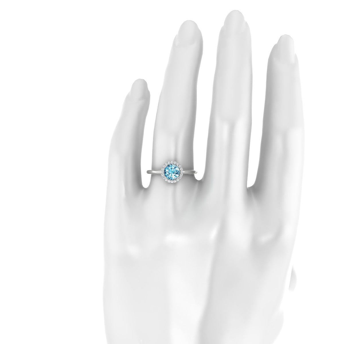 Solar | 18k White Gold 6 mm Round Topaz Ring