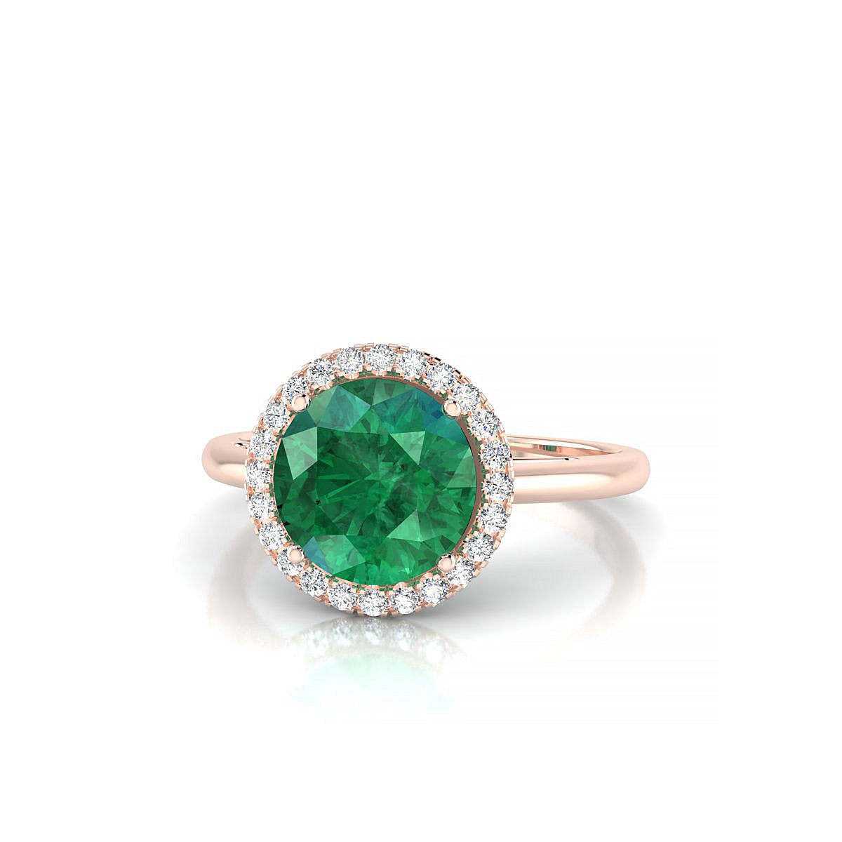 Solar | 18k Rose Gold 8 mm Round Emerald Ring