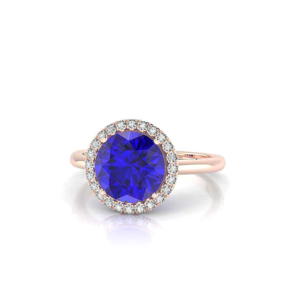 Solar | 18k Rose Gold 8 mm Round Tanzanite Ring