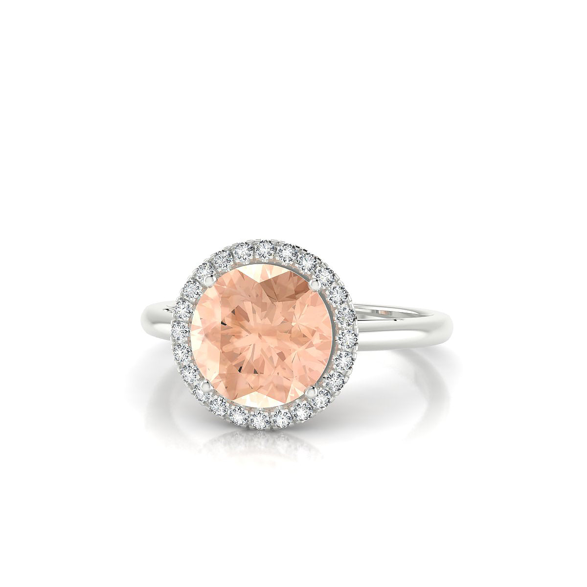 Solar | 18k White Gold 8 mm Round Morganite Ring