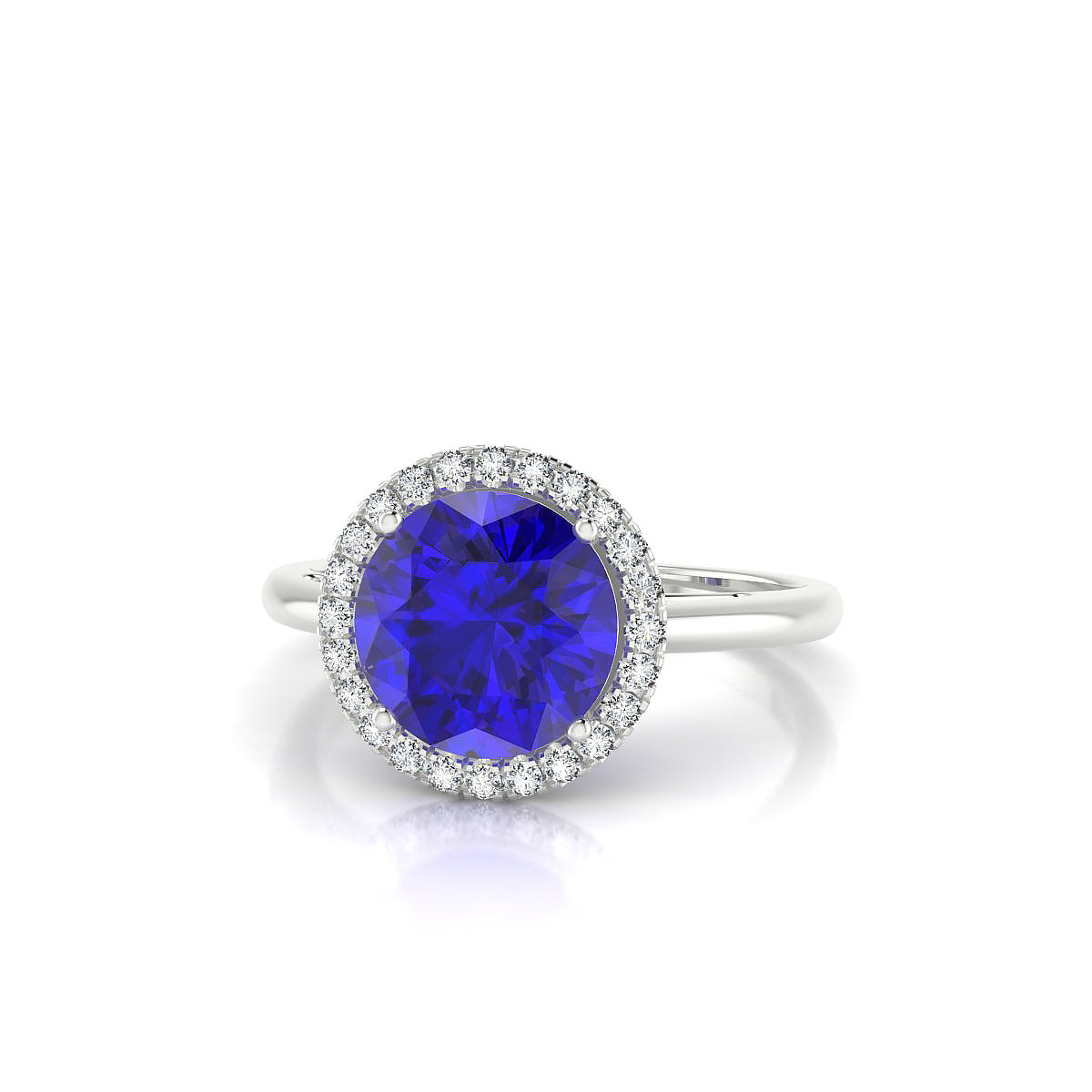 Solar | 18k White Gold 8 mm Round Tanzanite Ring