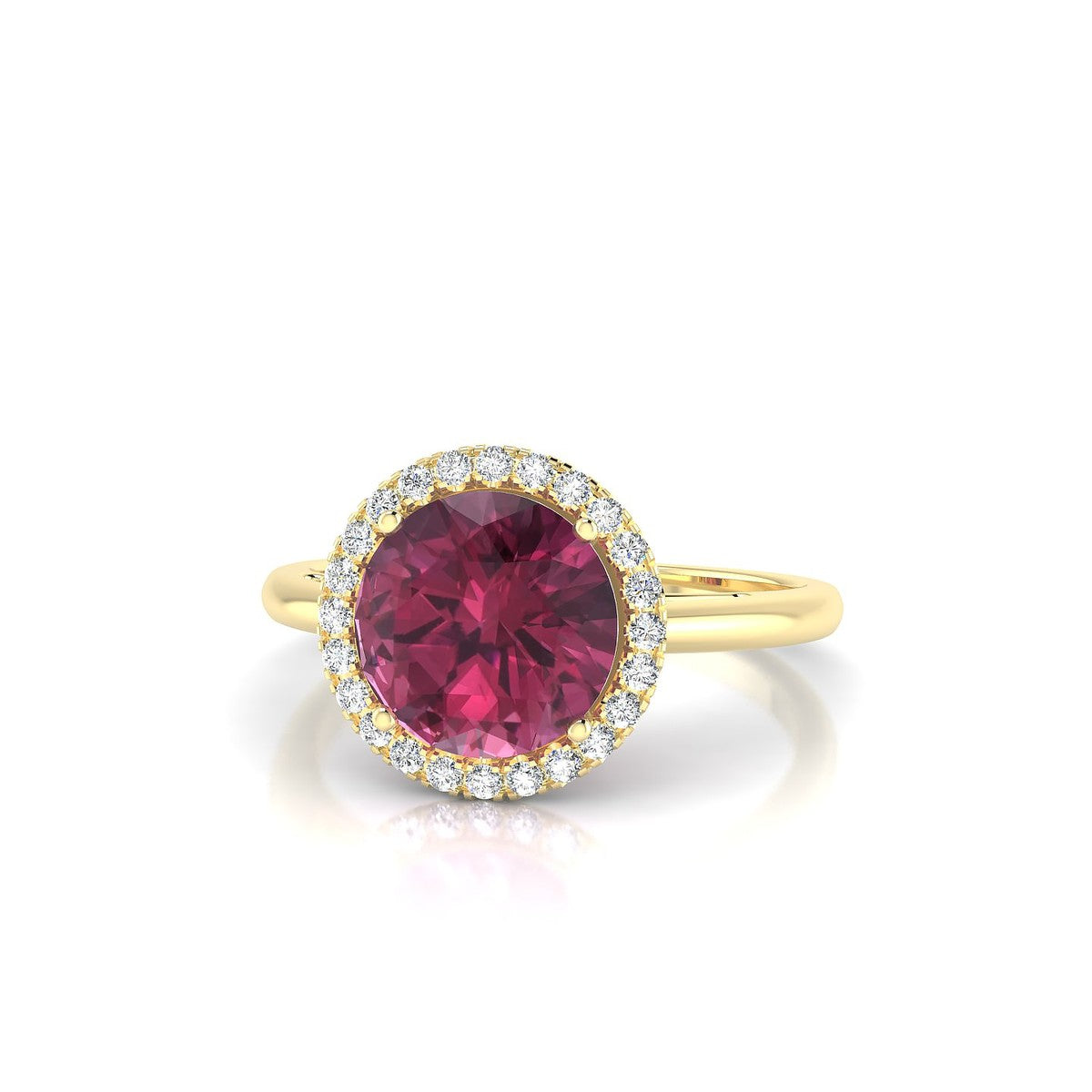 Solar | 18k Yellow Gold 8 mm Round Rhodolite Ring