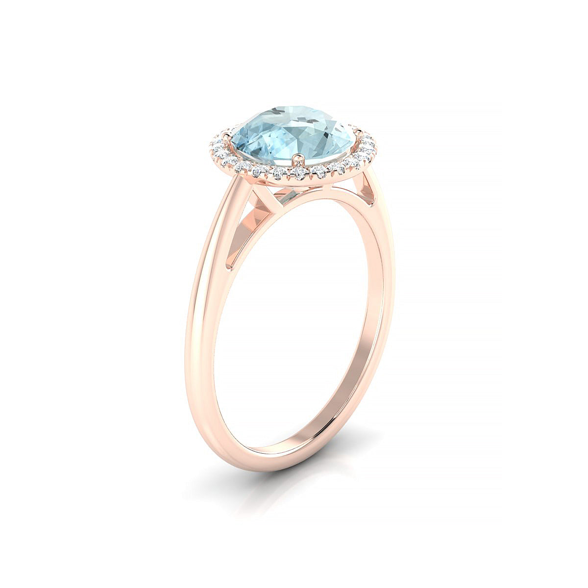 Solar | 18k Rose Gold 8 mm Round Aquamarine Ring