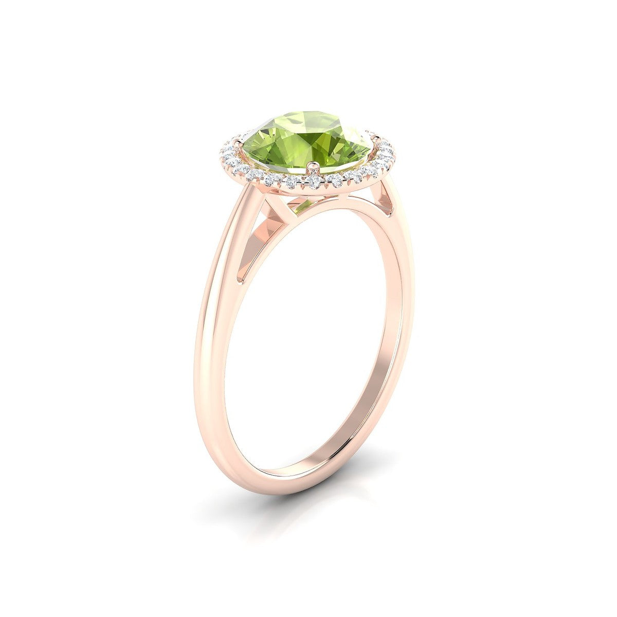 Solar | 18k Rose Gold 8 mm Round Peridot Ring