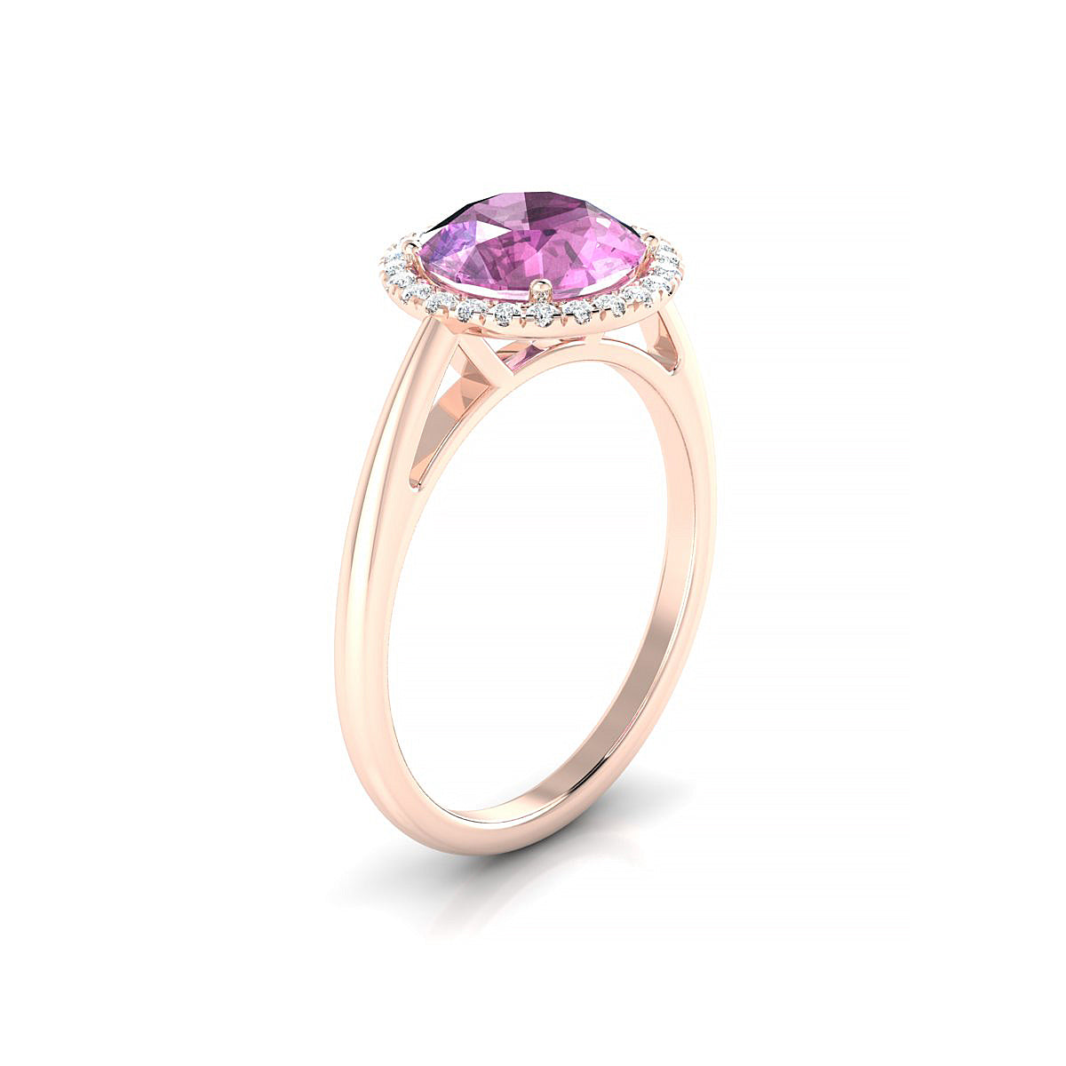 Solar | 18k Rose Gold 8 mm Round Pink Sapphire Ring