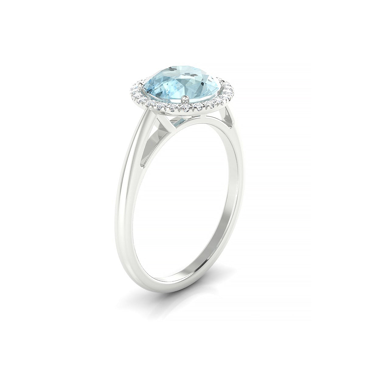 Solar | 18k White Gold 8 mm Round Aquamarine Ring