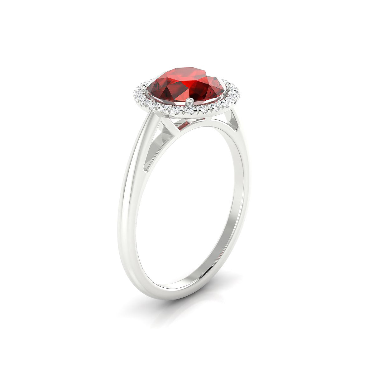 Solar | 18k White Gold 8 mm Round Garnet Ring
