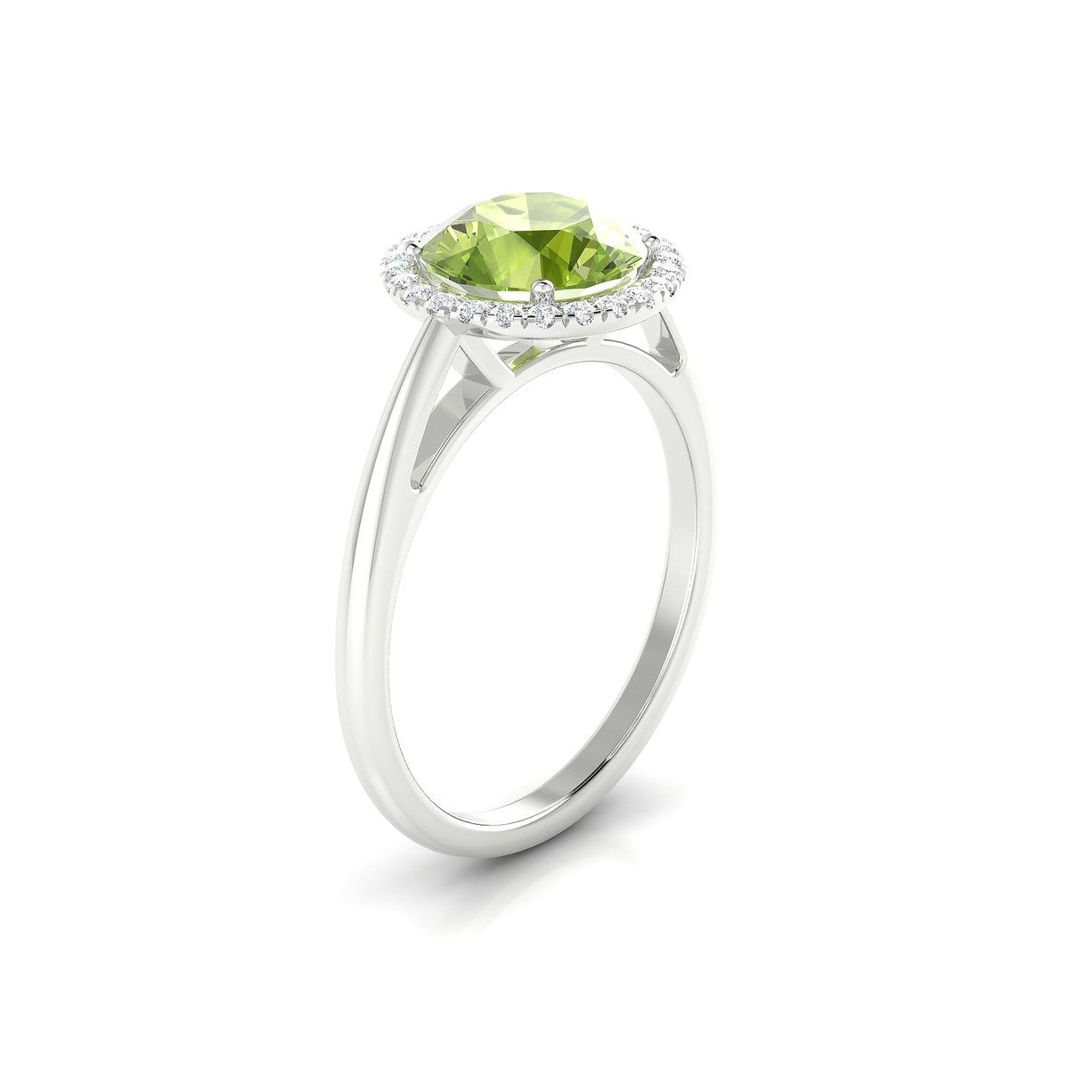 Solar | 18k White Gold 8 mm Round Peridot Ring