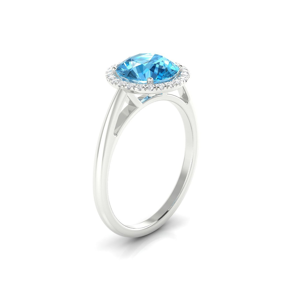 Solar | 18k White Gold 8 mm Round Topaz Ring