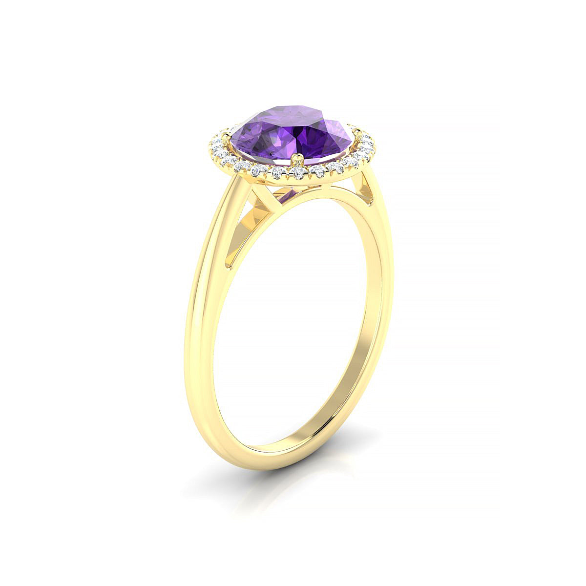 Solar | 18k Yellow Gold 8 mm Round Amethyst Ring
