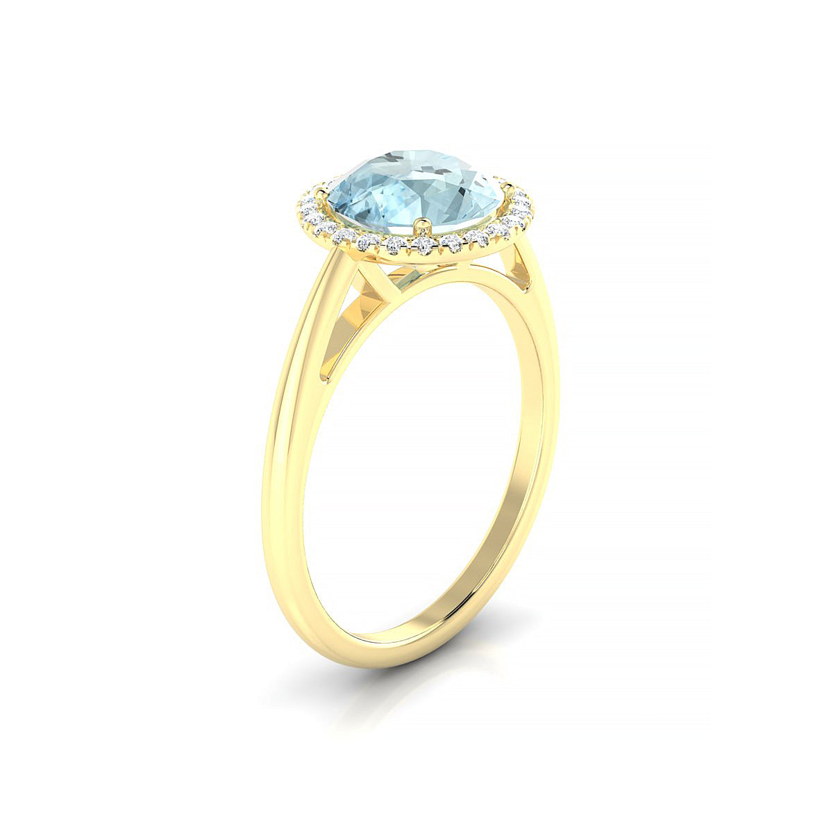 Solar | 18k Yellow Gold 8 mm Round Aquamarine Ring