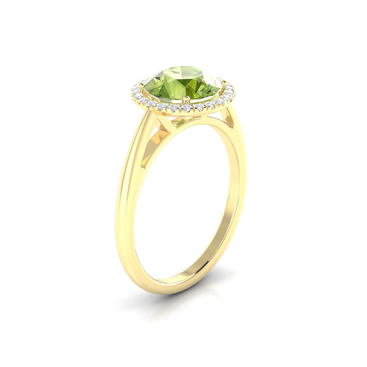 Solar | 18k Yellow Gold 8 mm Round Peridot Ring