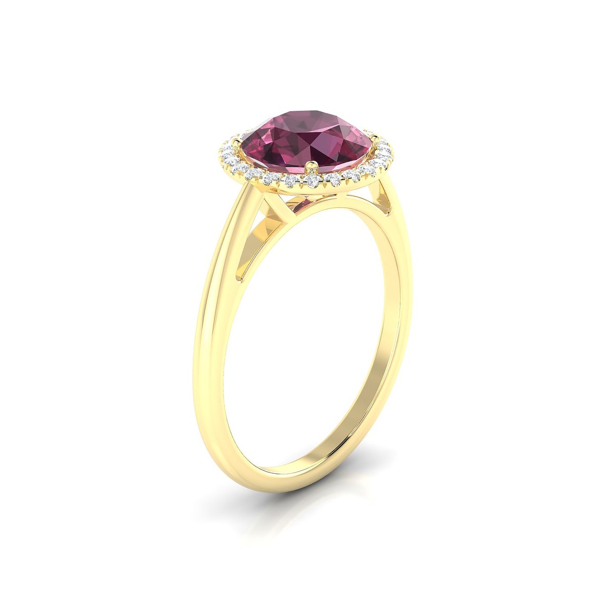 Solar | 18k Yellow Gold 8 mm Round Rhodolite Ring