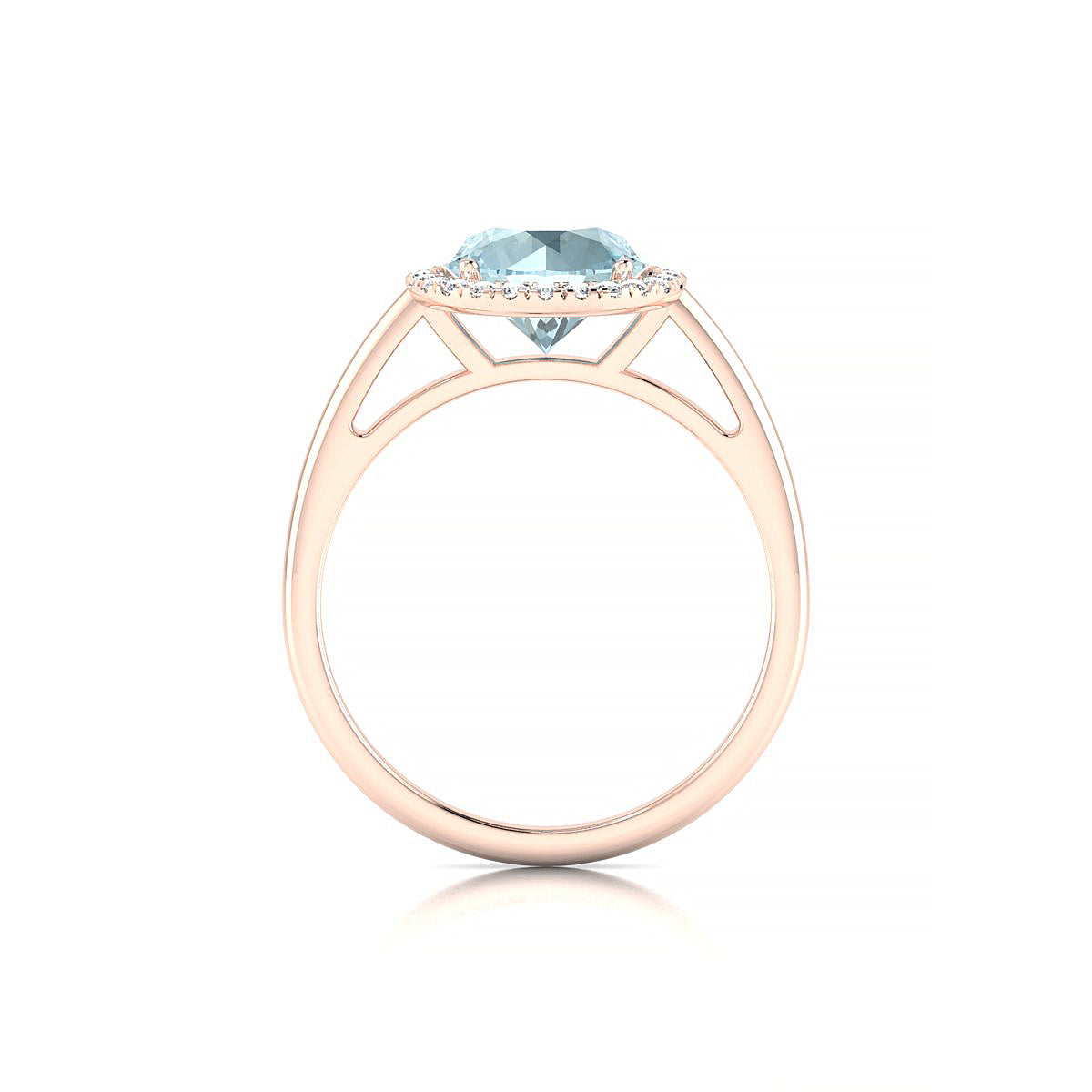 Solar | 18k Rose Gold 8 mm Round Aquamarine Ring