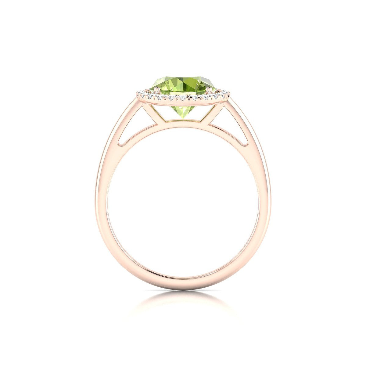 Solar | 18k Rose Gold 8 mm Round Peridot Ring