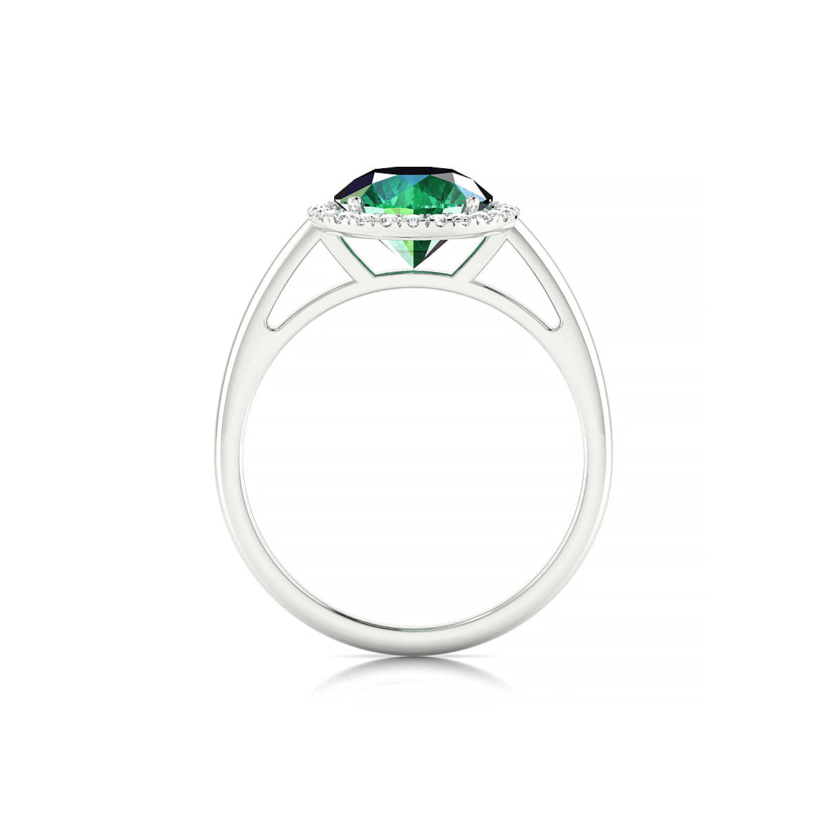Solar | 18k White Gold 8 mm Round Emerald Ring