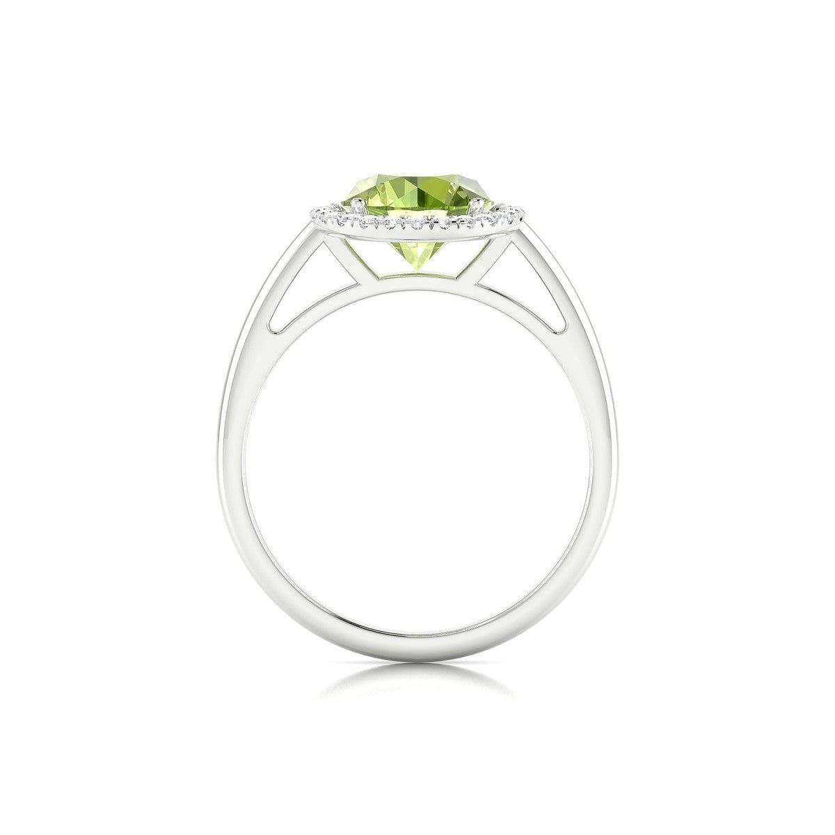 Solar | 18k White Gold 8 mm Round Peridot Ring