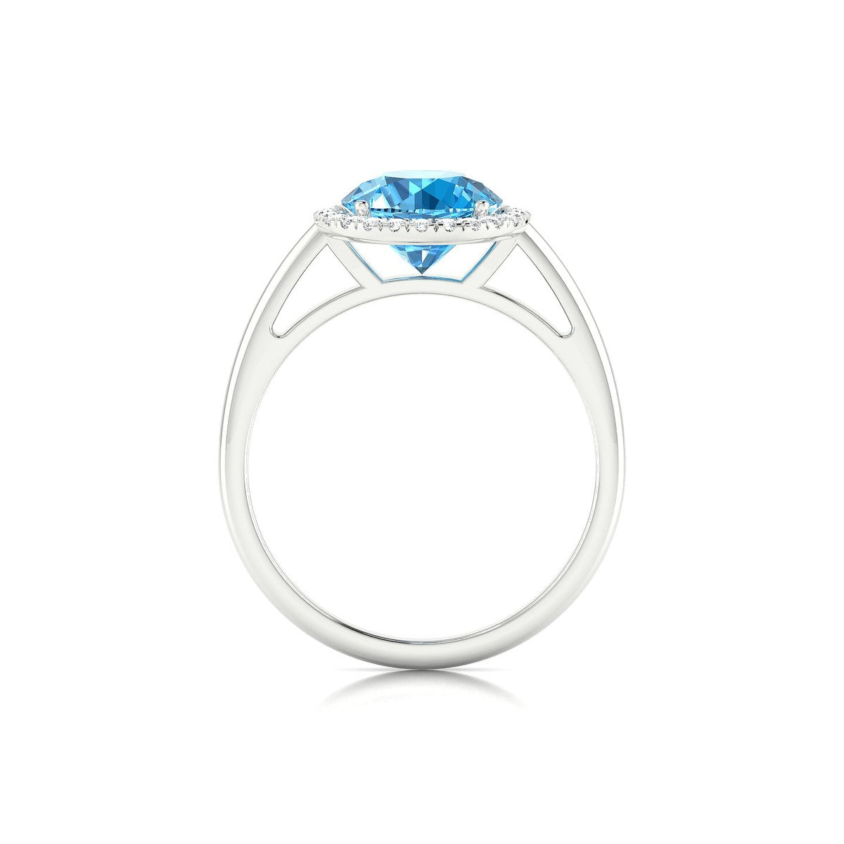 Solar | 18k White Gold 8 mm Round Topaz Ring