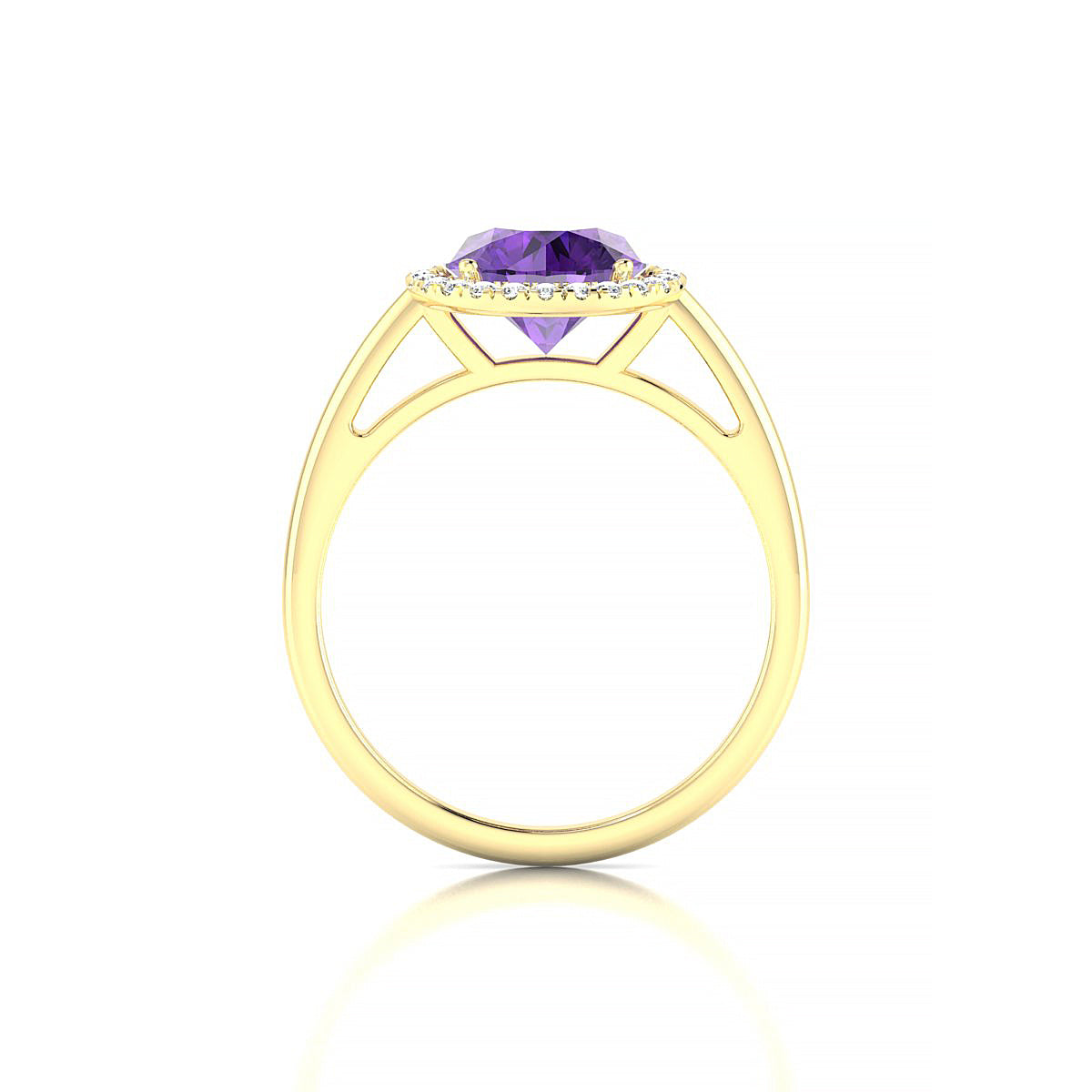 Solar | 18k Yellow Gold 8 mm Round Amethyst Ring