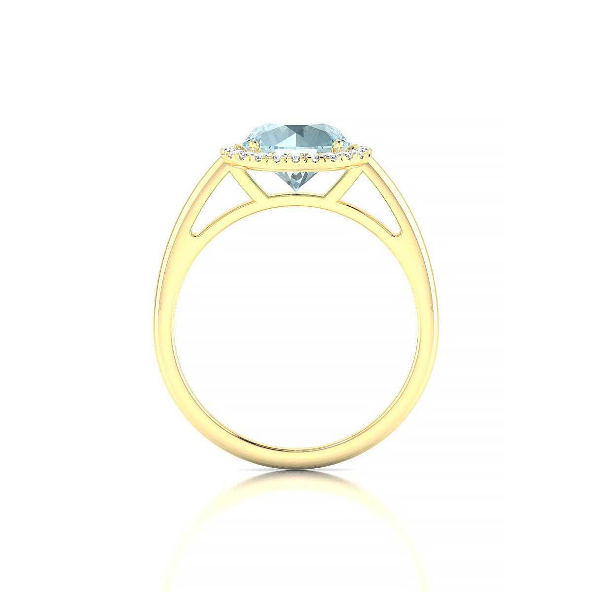 Solar | 18k Yellow Gold 8 mm Round Aquamarine Ring