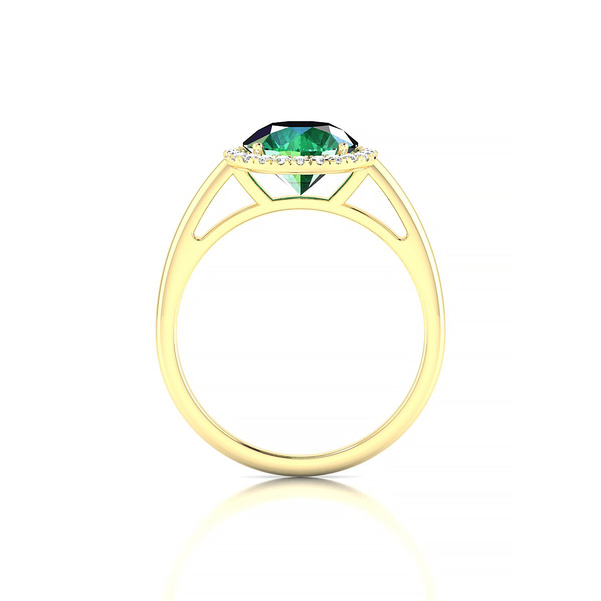 Solar | 18k Yellow Gold 8 mm Round Emerald Ring