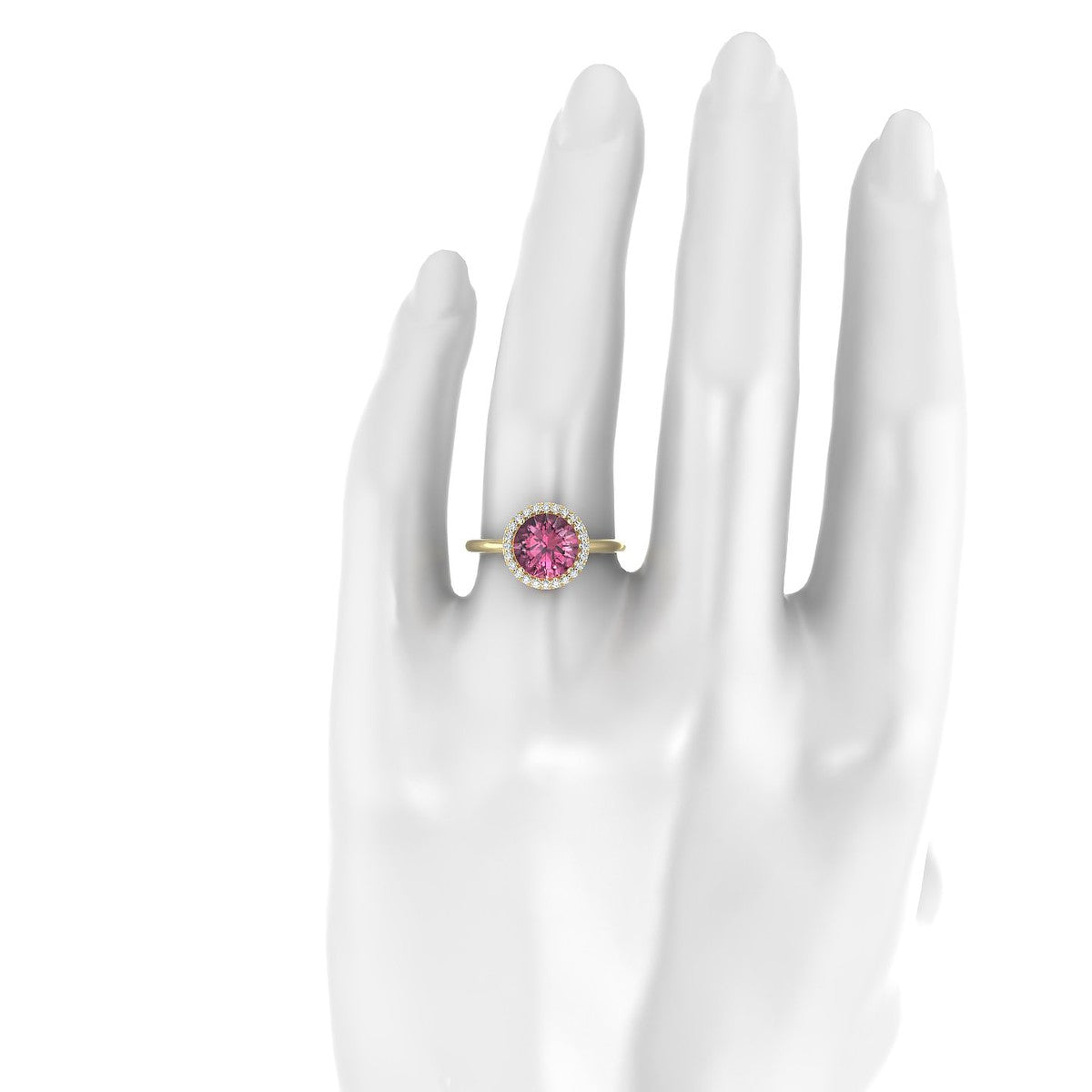 Solar | 18k Yellow Gold 8 mm Round Rhodolite Ring