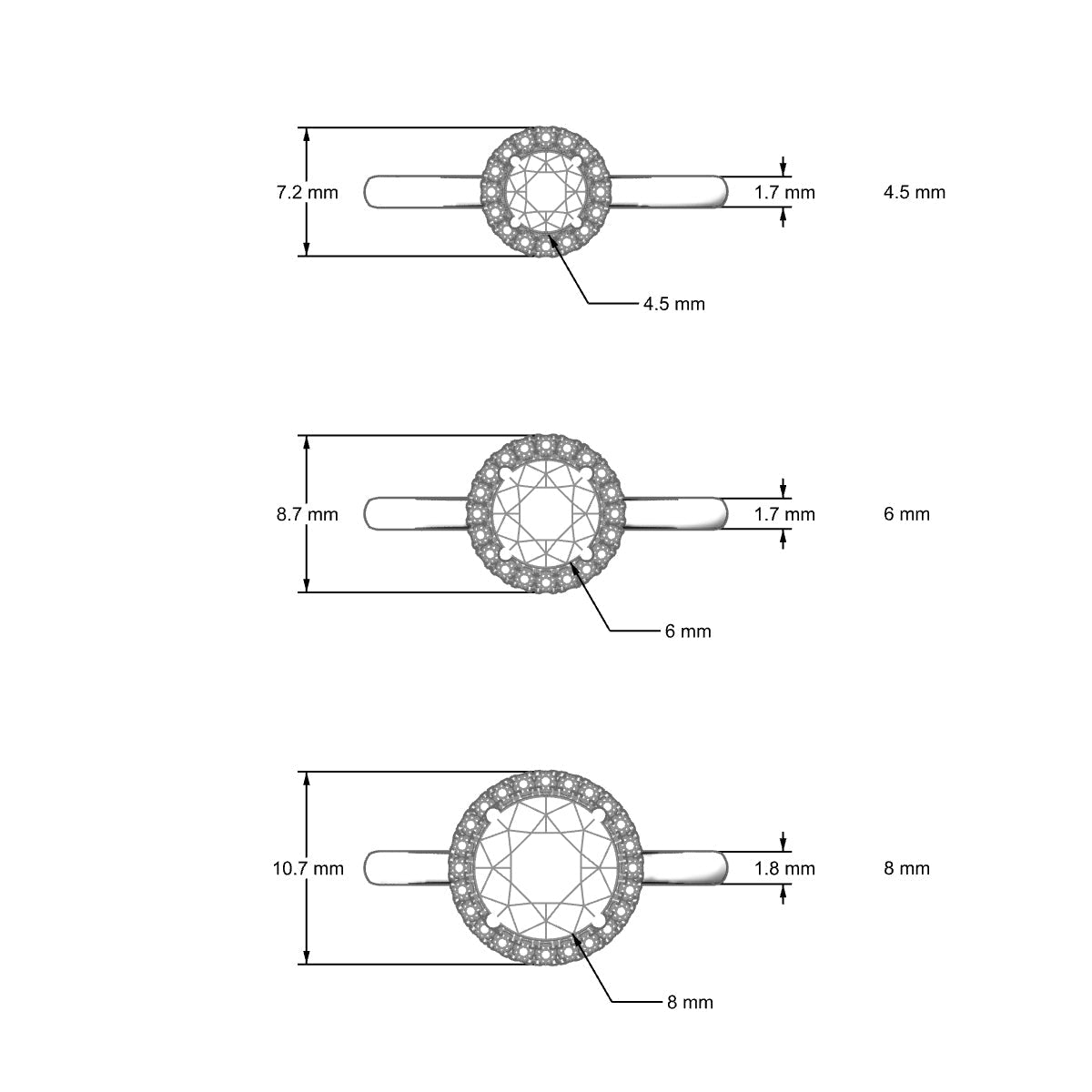Solar | 18k White Gold 3.7 mm Round Diamond Ring